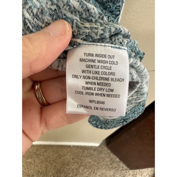 Style‎ & Co Womens Blue Blouse X-Large long sleeve v-neck cotton pullover - Picture 3 of 6